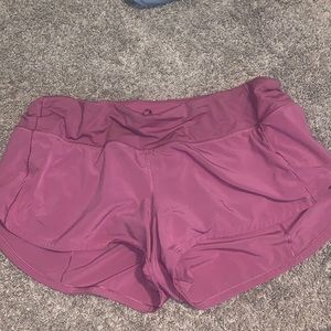 pink/rose lululemon speed up shorts